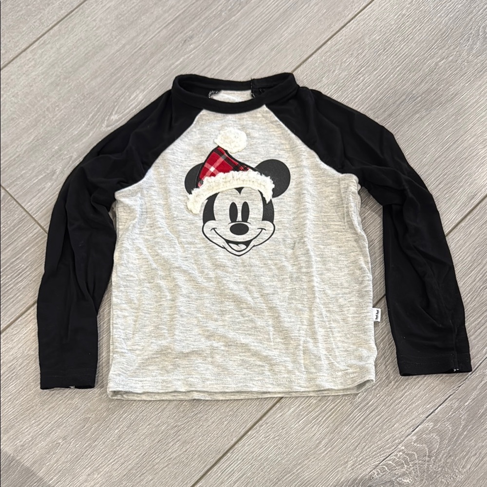 Disney Mickey Mouse Long Sleeve Tee Black and Gray Little Sleepies 12-18M